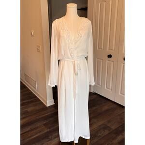 Linea Donatella White Ivory Lace Peignoir Set Nightgown Robe XL Wedding Lingerie